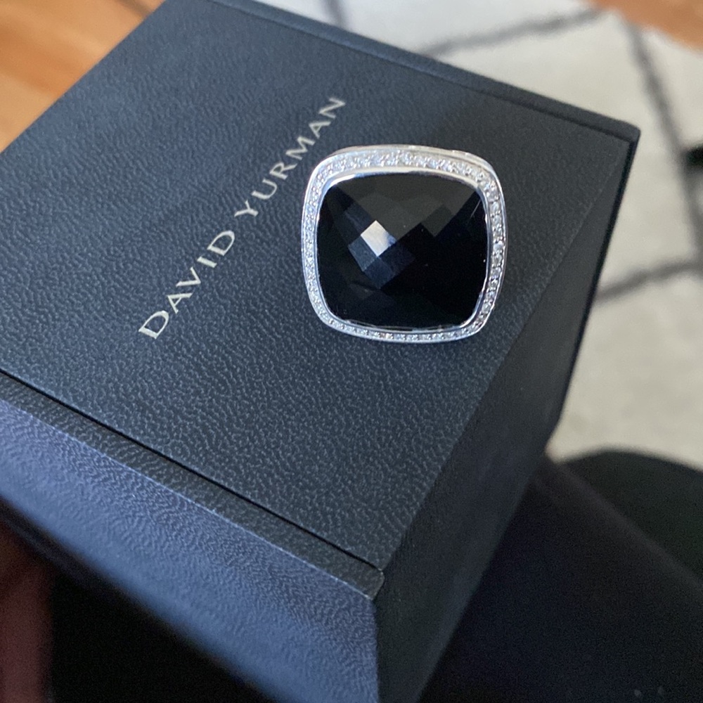 20mm Black Onyx and Diamond David Yurman ring size 7